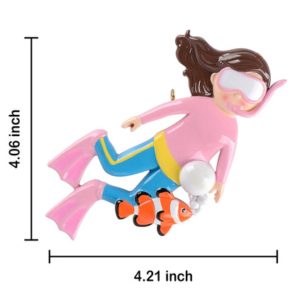 Personalized Snorkeling Girl Ornament