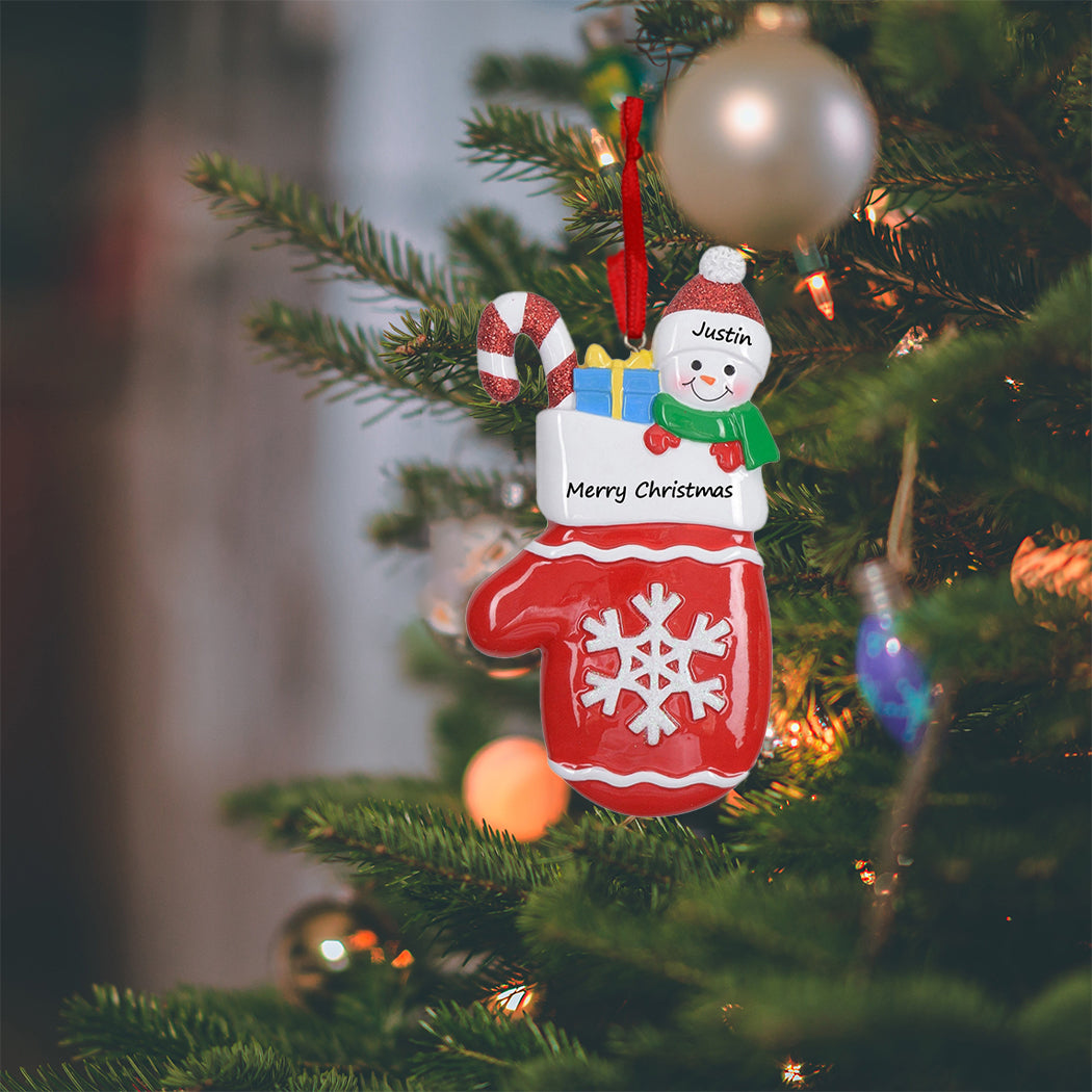 Personalized Snow Baby Mitten Christmas Ornament