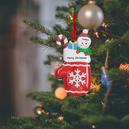 Personalized Snow Baby Mitten Christmas Ornament