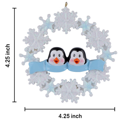 Personalized Snowflake Penguin Family of 2 Christmas Ornament