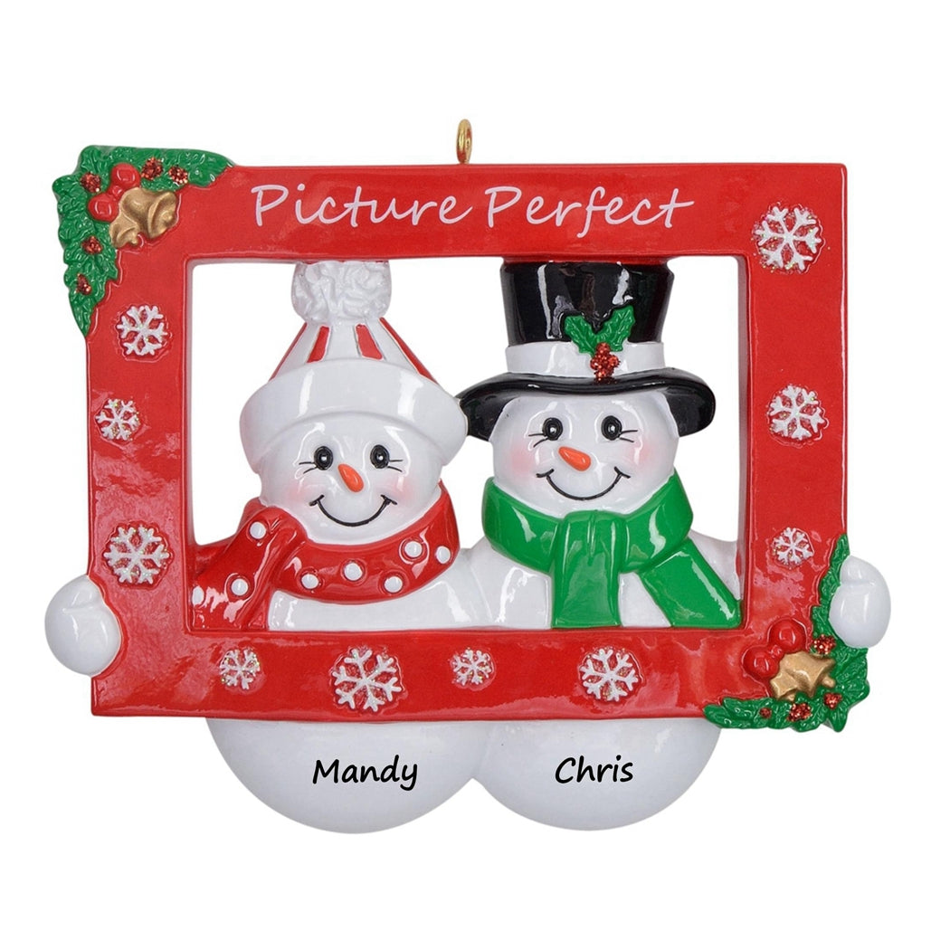 Personalized Picture Perfect Snowman Couple Ornament