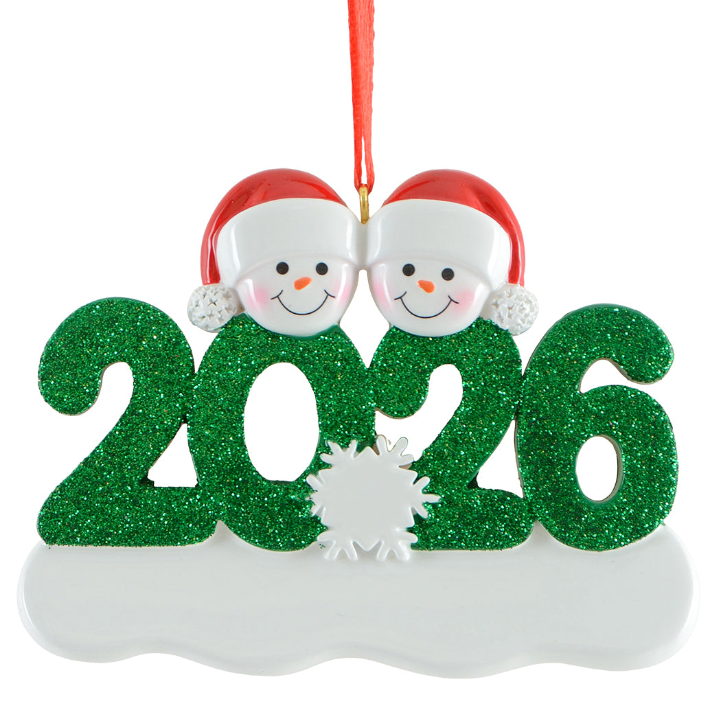 2026 Personalized Snowman Family of 2 Christmas Ornament