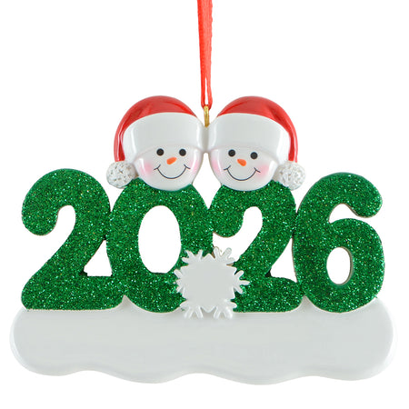 2026 Personalized Snowman Family of 2 Christmas Ornament