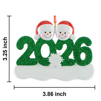 2026 Personalized Snowman Family of 2 Christmas Ornament