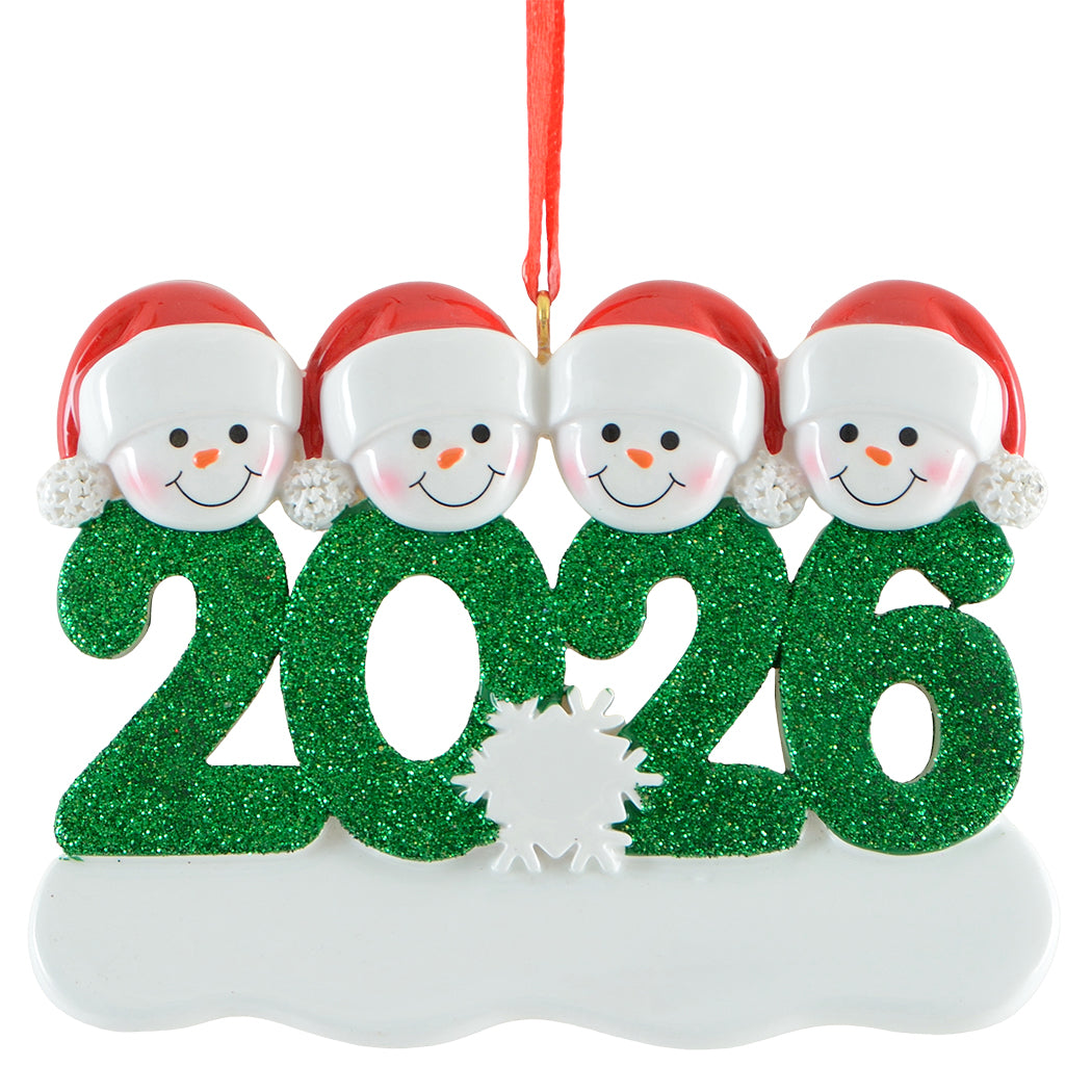 2026 Personalized Snowman Family of 4 Christmas Ornament