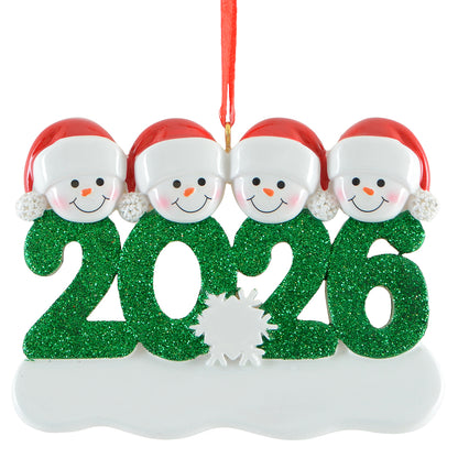 2026 Personalized Snowman Family of 4 Christmas Ornament