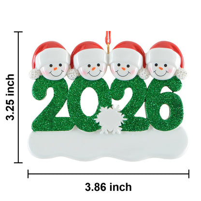 2026 Personalized Snowman Family of 4 Christmas Ornament