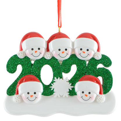 2026 Personalized Snowman Family of 5 Christmas Ornament