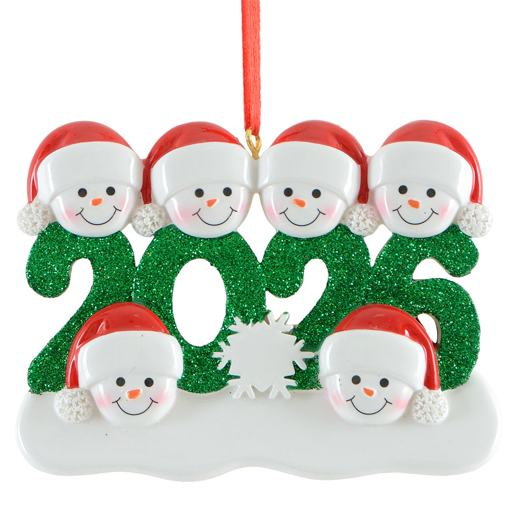 2026 Personalized Snowman Family of 6 Christmas Ornament