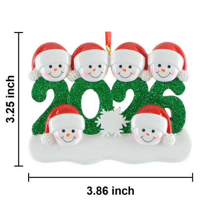 2026 Personalized Snowman Family of 6 Christmas Ornament