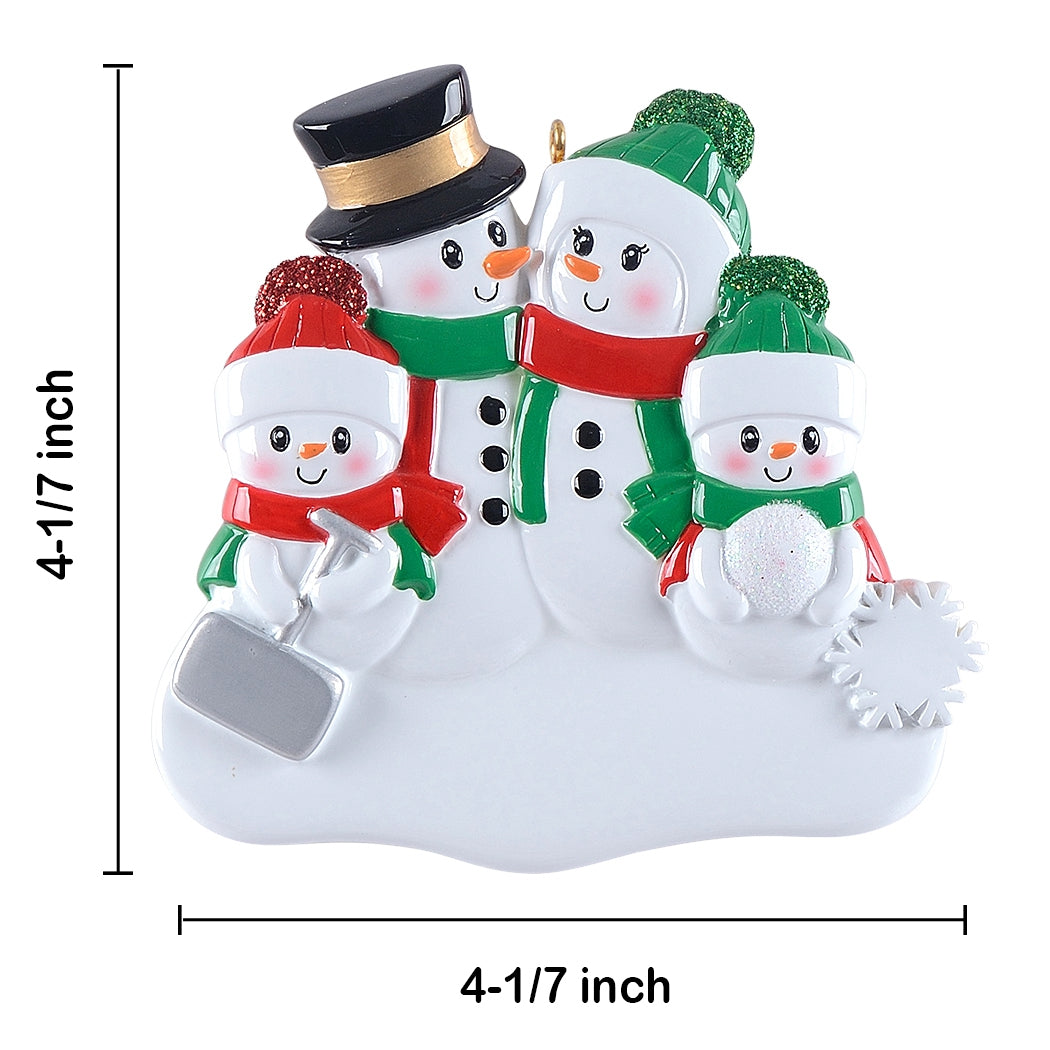 Personalized Snowman with Shovel Family of 4 Christmas Ornament – MAXORA