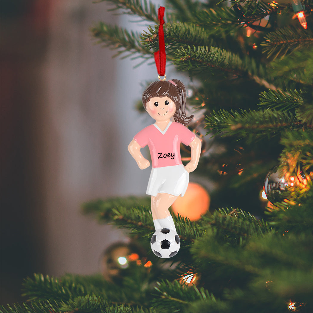 Personalized Soccer Girl Player Ornament