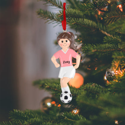 Personalized Soccer Girl Player Ornament