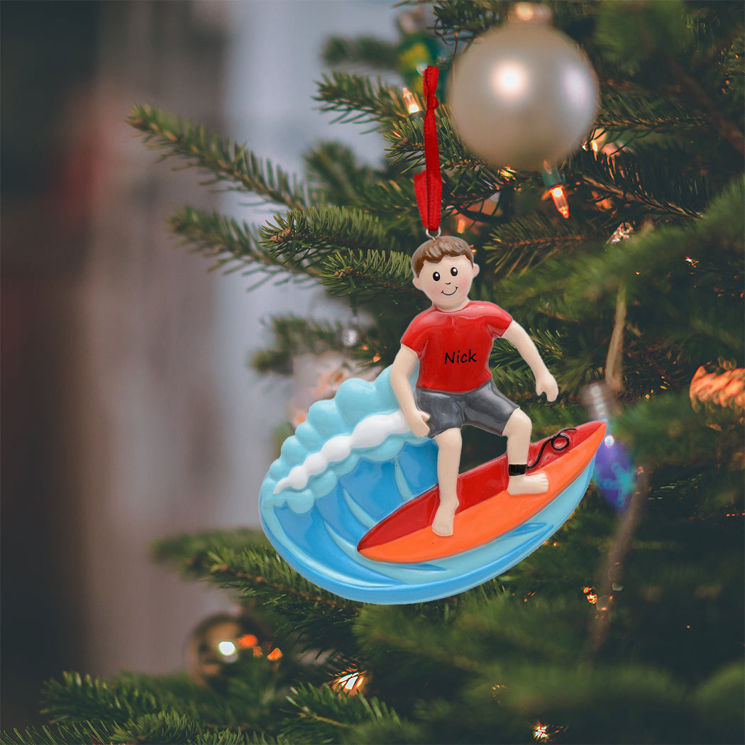 Personalized Surfing Boy Ornament