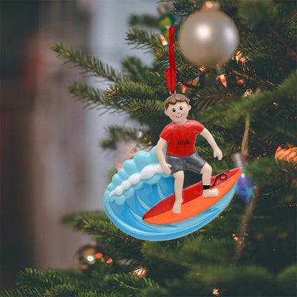 Personalized Surfing Boy Ornament