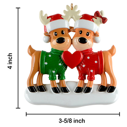 Personalized Christmas Sweater Reindeer Family of 2 Ornament