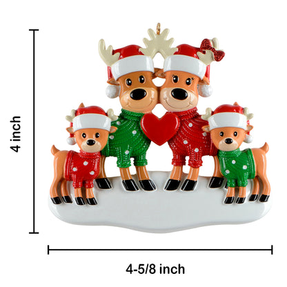 Personalized Christmas Sweater Reindeer Family of 4 Ornament