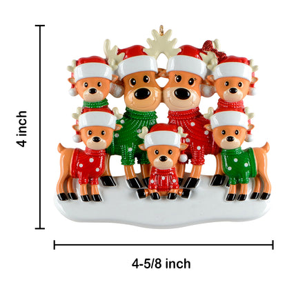 Personalized Christmas Sweater Reindeer Family of 7 Ornament