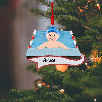 Personalized Swimmer Boy Pool Ornament