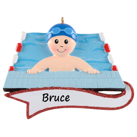 Personalized Swimmer Boy Pool Ornament