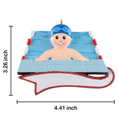 Personalized Swimmer Boy Pool Ornament