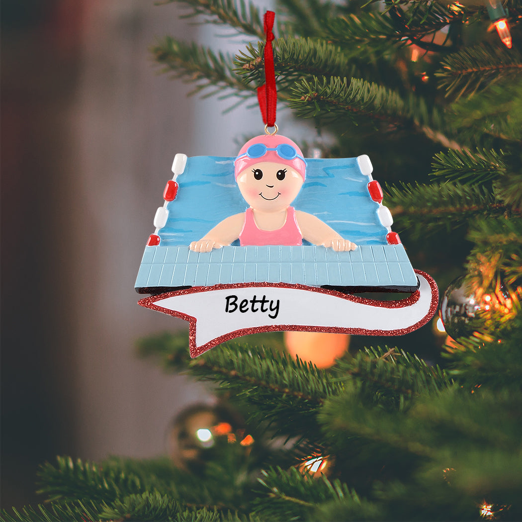 Personalized Swimmer Girl Pool Ornament