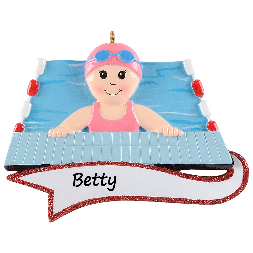 Personalized Swimmer Girl Pool Ornament