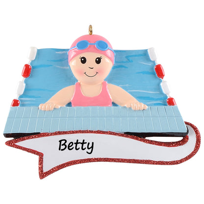 Personalized Swimmer Girl Pool Ornament