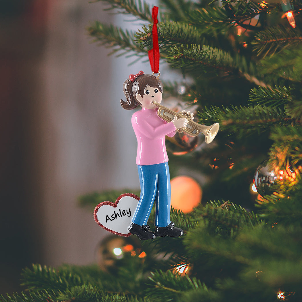 Personalized Trumpet Player Girl Ornament