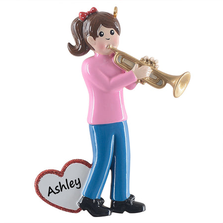 Personalized Trumpet Player Girl Ornament
