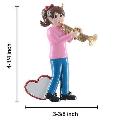 Personalized Trumpet Player Girl Ornament