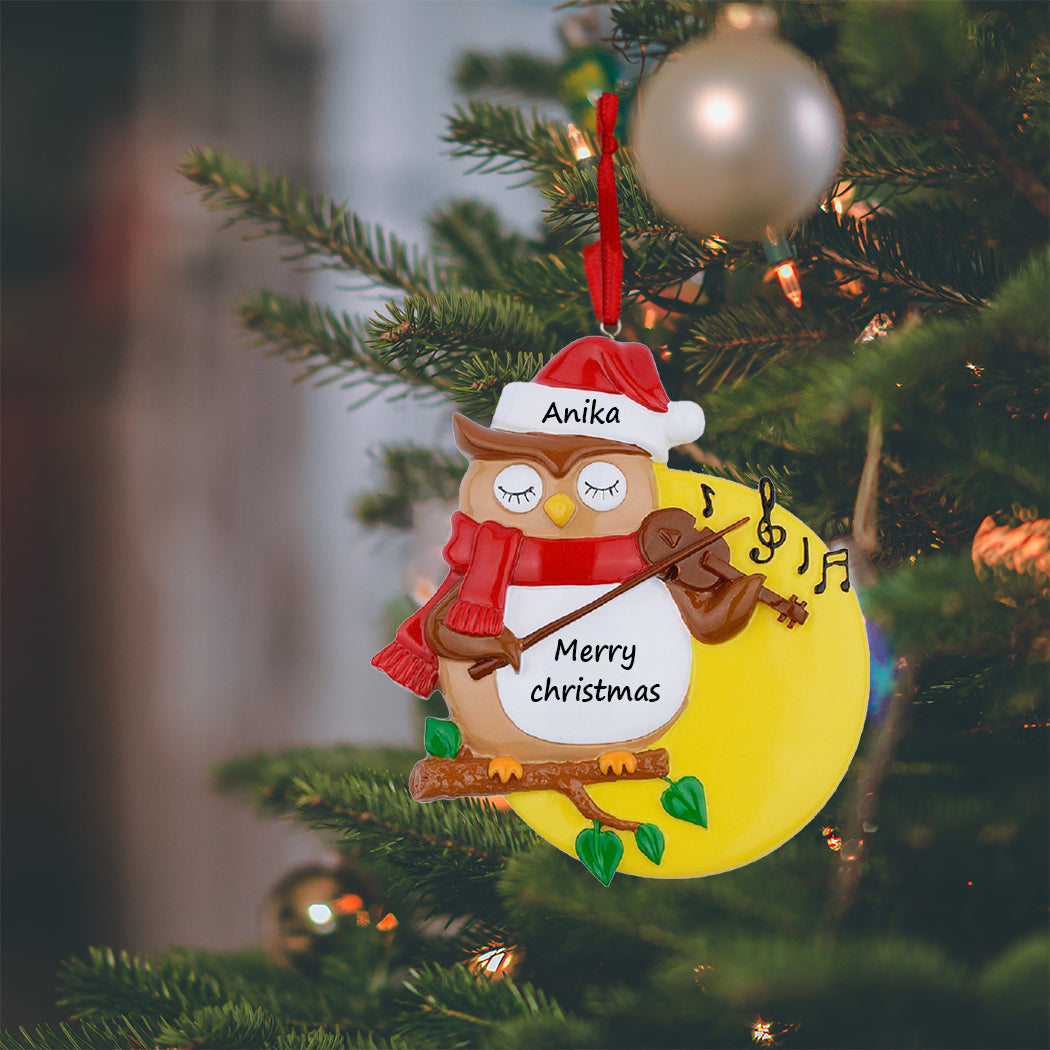 Personalized Violin Owl Christmas Ornament – Musical Owl Keepsake Ornament