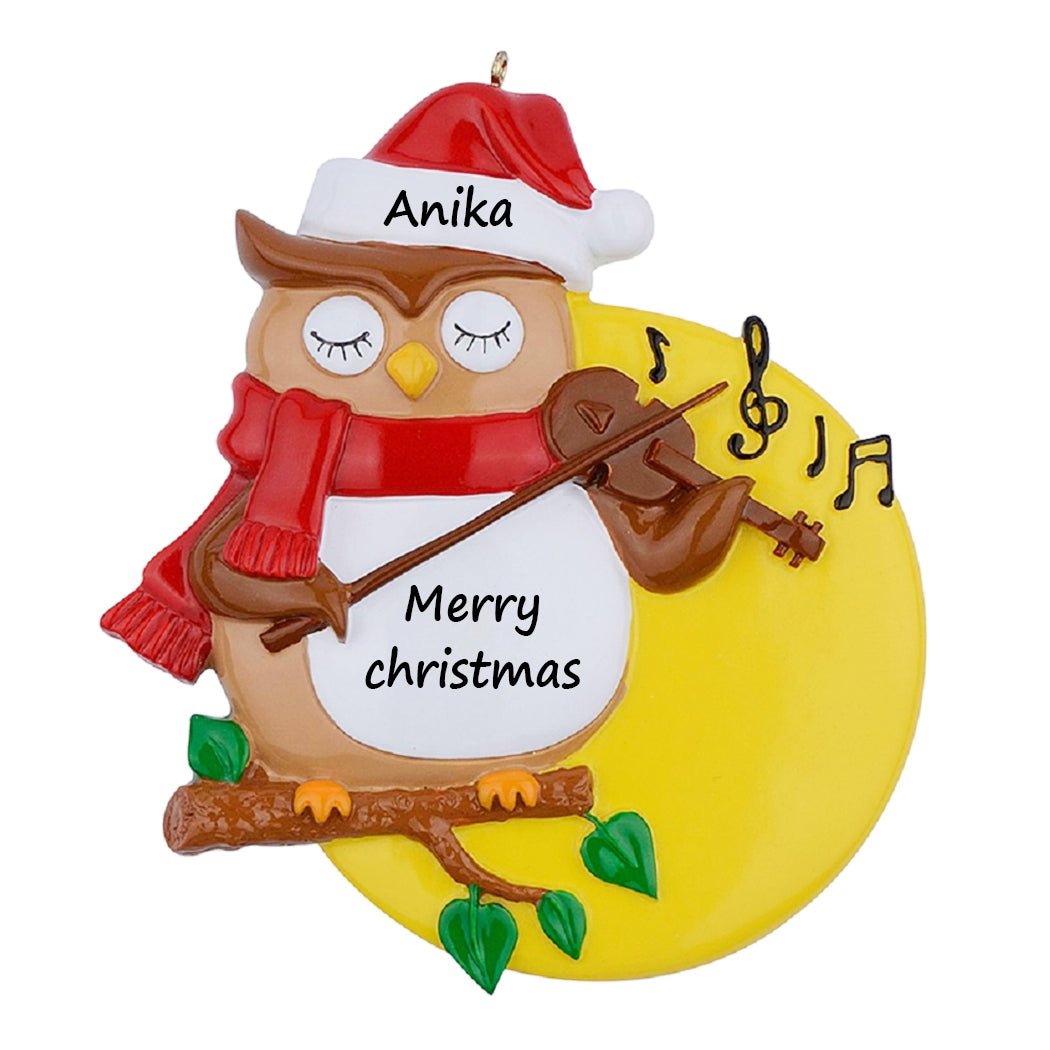 Personalized Violin Owl Christmas Ornament – Musical Owl Keepsake Ornament