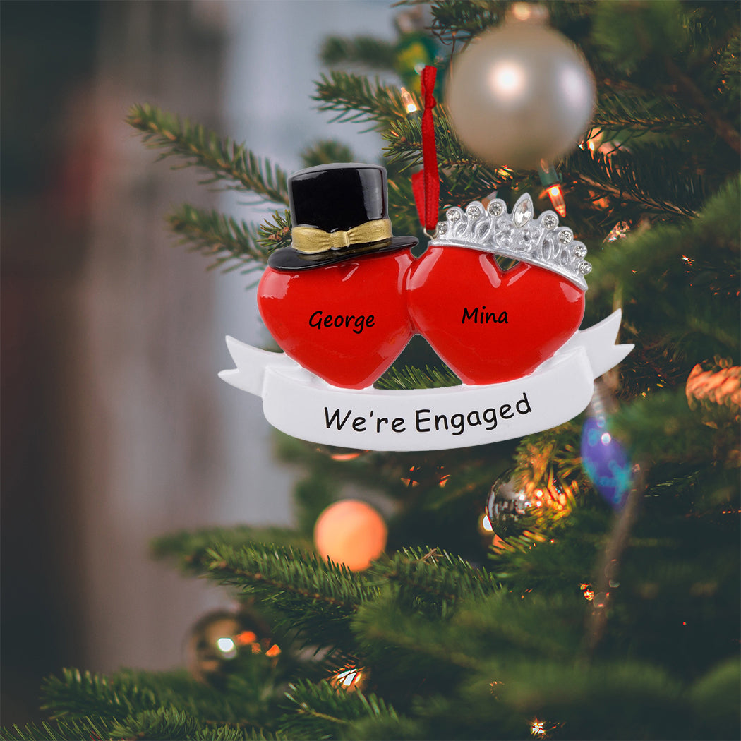 Personalized We’re Engaged Couple Ornament