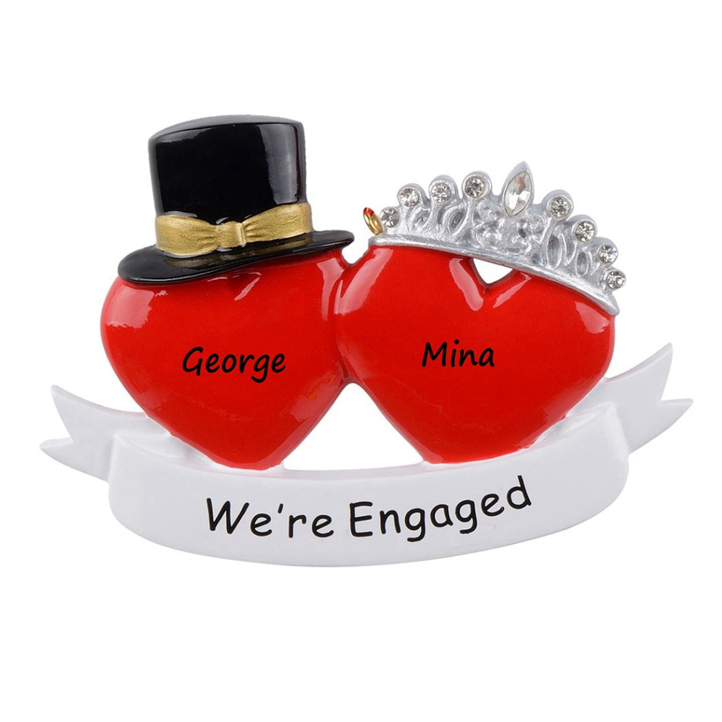 Personalized We’re Engaged Couple Ornament
