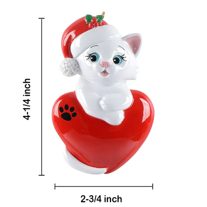 Personalized White Cat Christmas Ornament