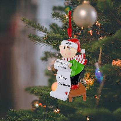 Personalized Christmas Wish List Scroll Ornament