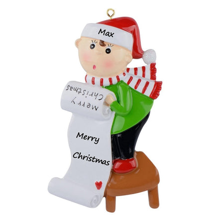 Personalized Christmas Wish List Scroll Ornament