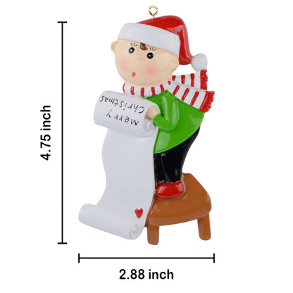 Personalized Christmas Wish List Scroll Ornament