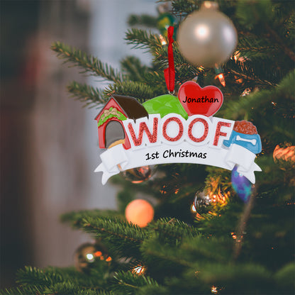 Personalized WOOF Dog Ornament