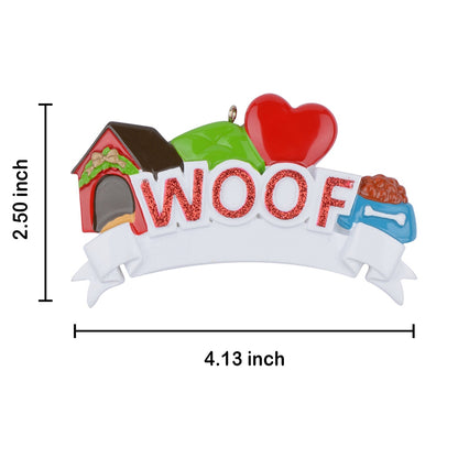 Personalized WOOF Dog Ornament