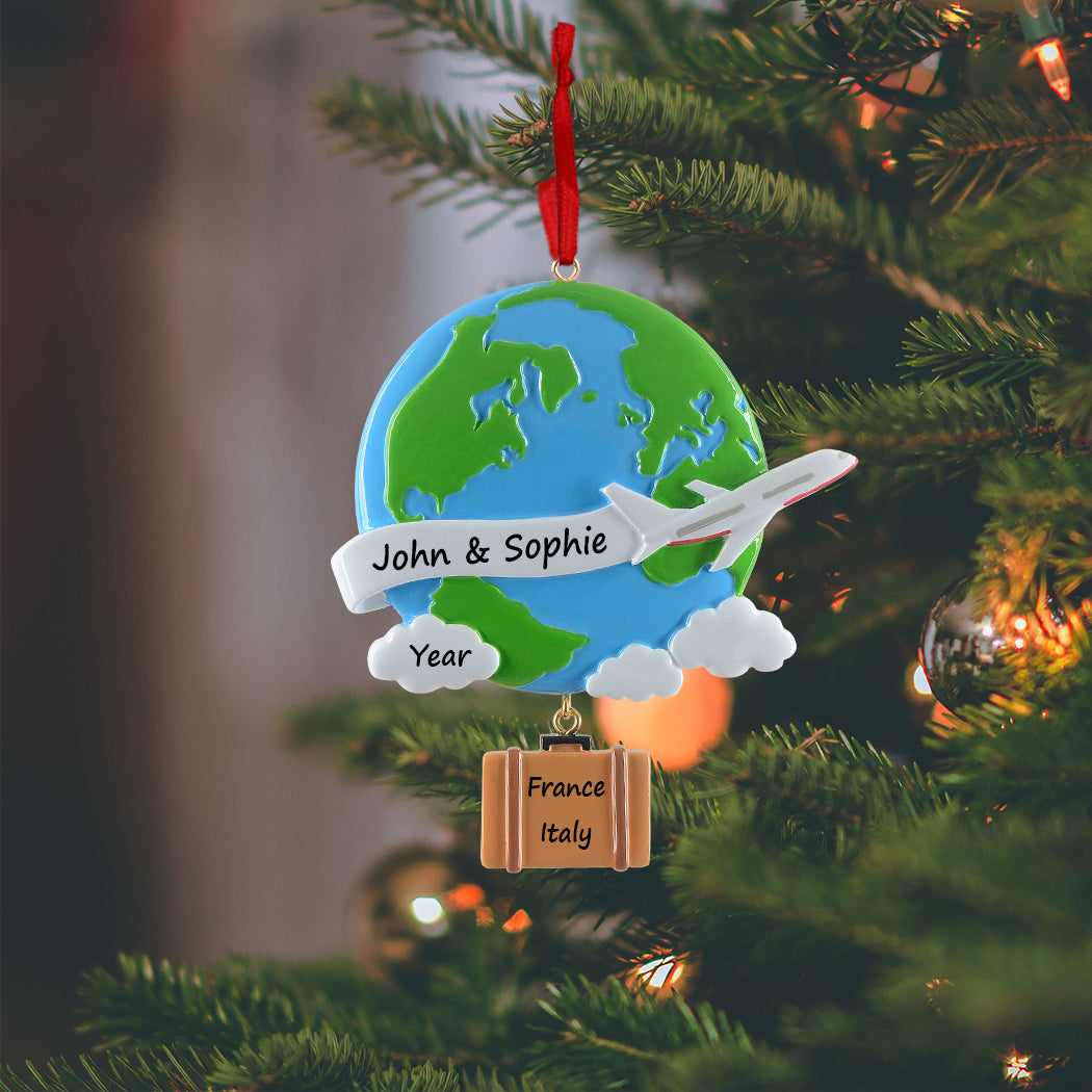 Personalized World Travel Airplane Ornament