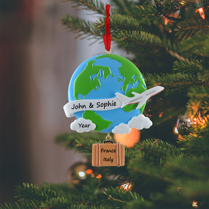 Personalized World Travel Airplane Ornament