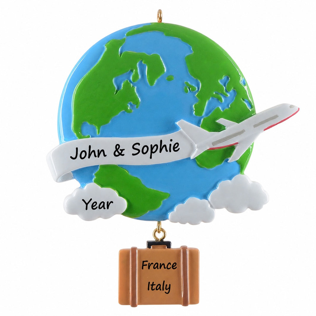 Personalized World Travel Airplane Ornament
