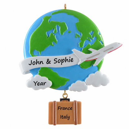 Personalized World Travel Airplane Ornament