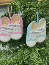 Load and play video in Gallery viewer, Personalized Christmas Ornament Baby Shoes Girl/Boy

