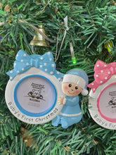 Load and play video in Gallery viewer, Baby&#39;s First Christmas Ornament Bow Photo Frame
