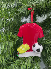 Load and play video in Gallery viewer, Personalized Christmas Ornament Soccer
