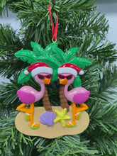 Load and play video in Gallery viewer, Personalized Holiday Ornament Gift Christmas New Couple Ornament Beach Flamingo
