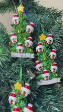 Load and play video in Gallery viewer, Personalized Gift Christmas Ornament Penguin Green Tree Family 3
